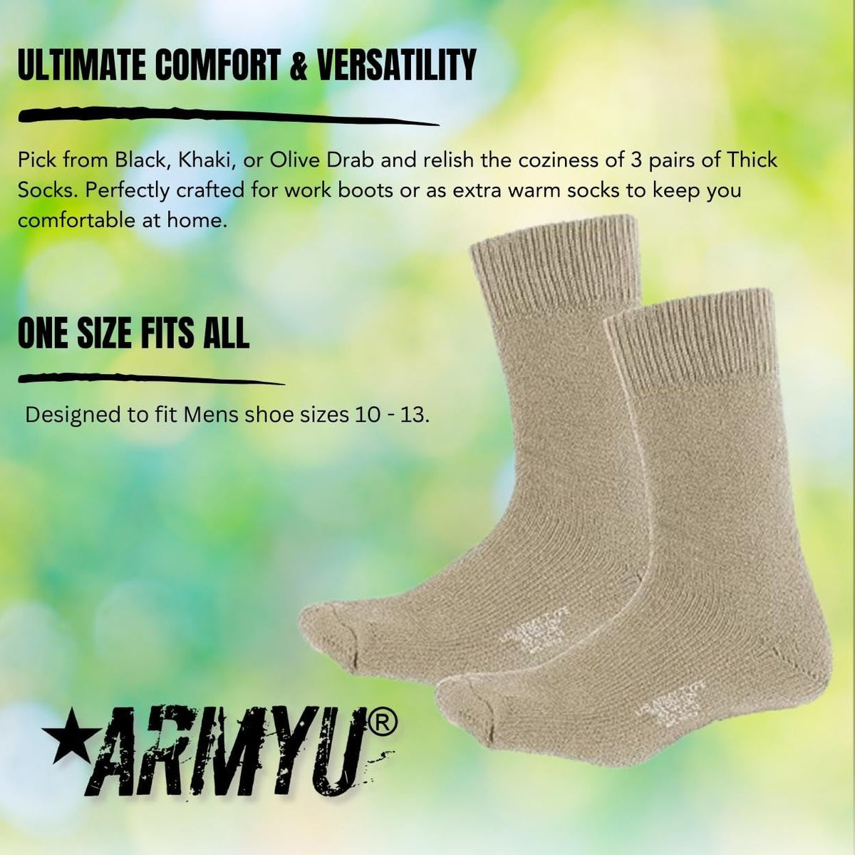 Thermal Boot Socks Heavyweight Genuine GI NYCO Extreme Cold Weather Warm Thick Boot Socks USA Made 3-Pack