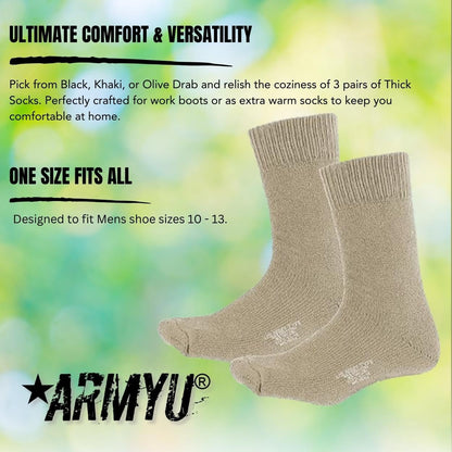 Thermal Boot Socks Heavyweight Genuine GI NYCO Extreme Cold Weather Warm Thick Boot Socks USA Made 3-Pack