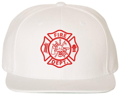 Fire Department Embroidered Baseball Cap | Maltase Cross Emblem Acrylic Wool Adjustable Unisex Hat