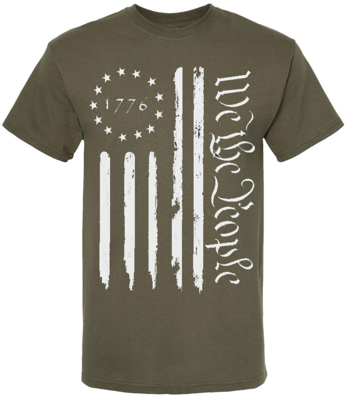 We the People 1776 USA Distressed Flag T-Shirt | US Independence Day July 4th Patriot Freedom Short Sleeve Shirt