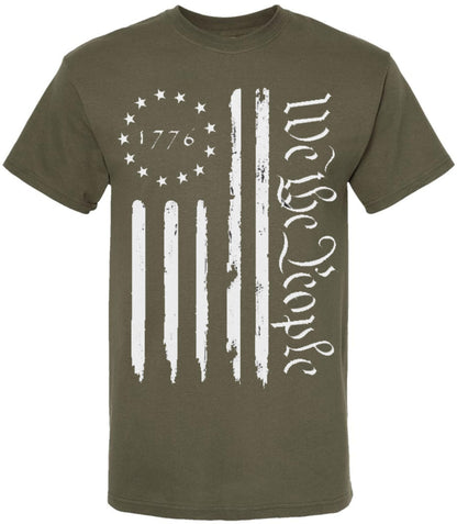 We the People 1776 USA Distressed Flag T-Shirt | US Independence Day July 4th Patriot Freedom Short Sleeve Shirt