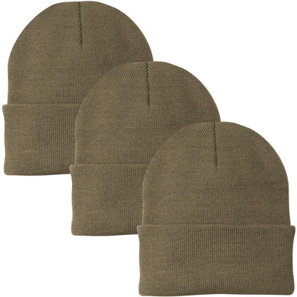 3 Pack Acrylic Beanie Watch Caps, Warm Knit Skull Cap for Men & Women, Blanks Soft Winter Hats