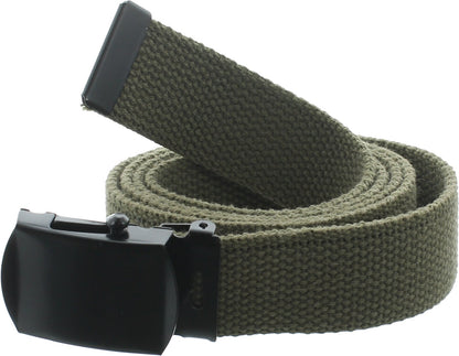 ARMYU Military Web Belt Reversible Cotton Canvas Army Camo & Solid Belts with Black Buckle 54"