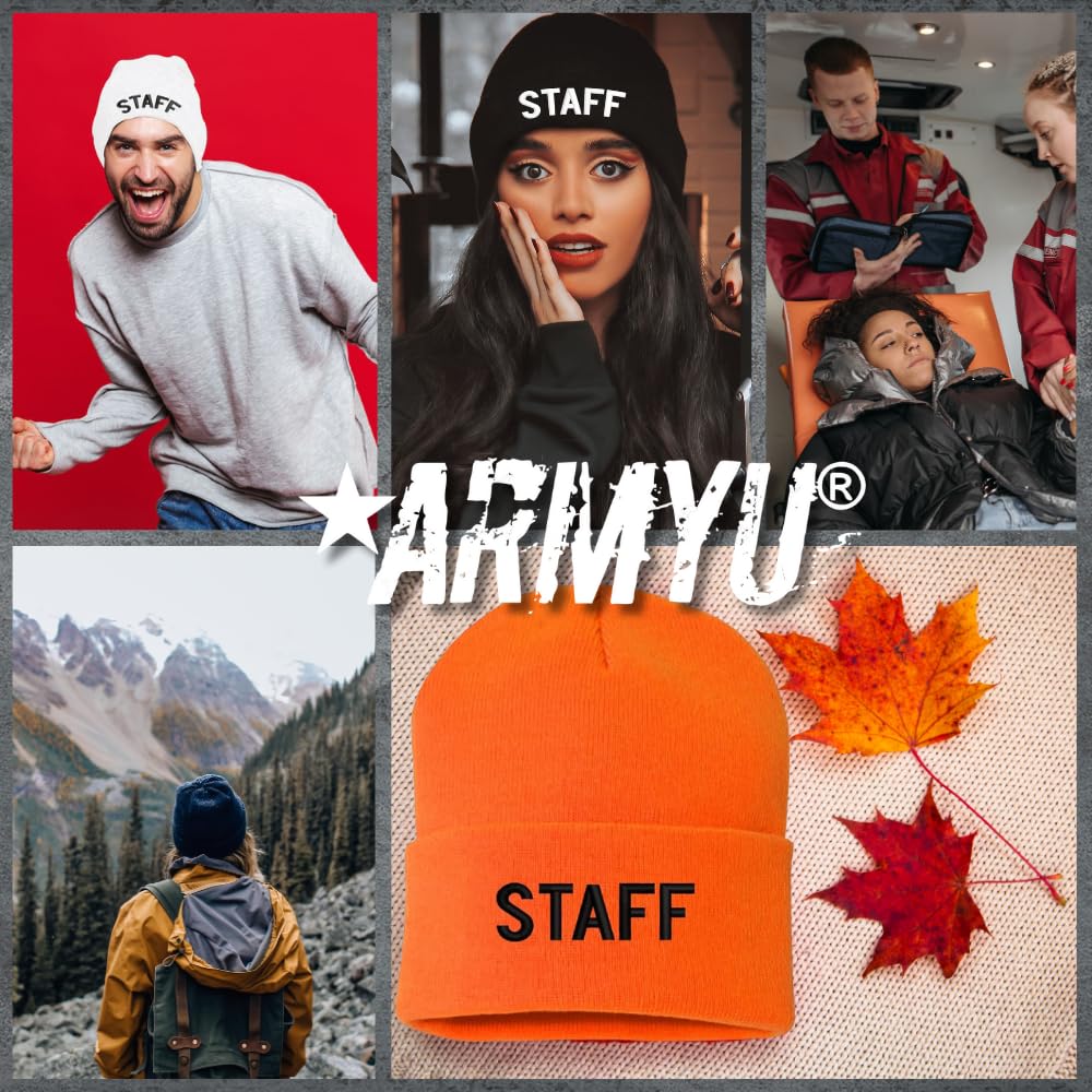 STAFF Beanie Warm Winter Watch Cap Embroidered STAFF Uniform Work Winter Hat