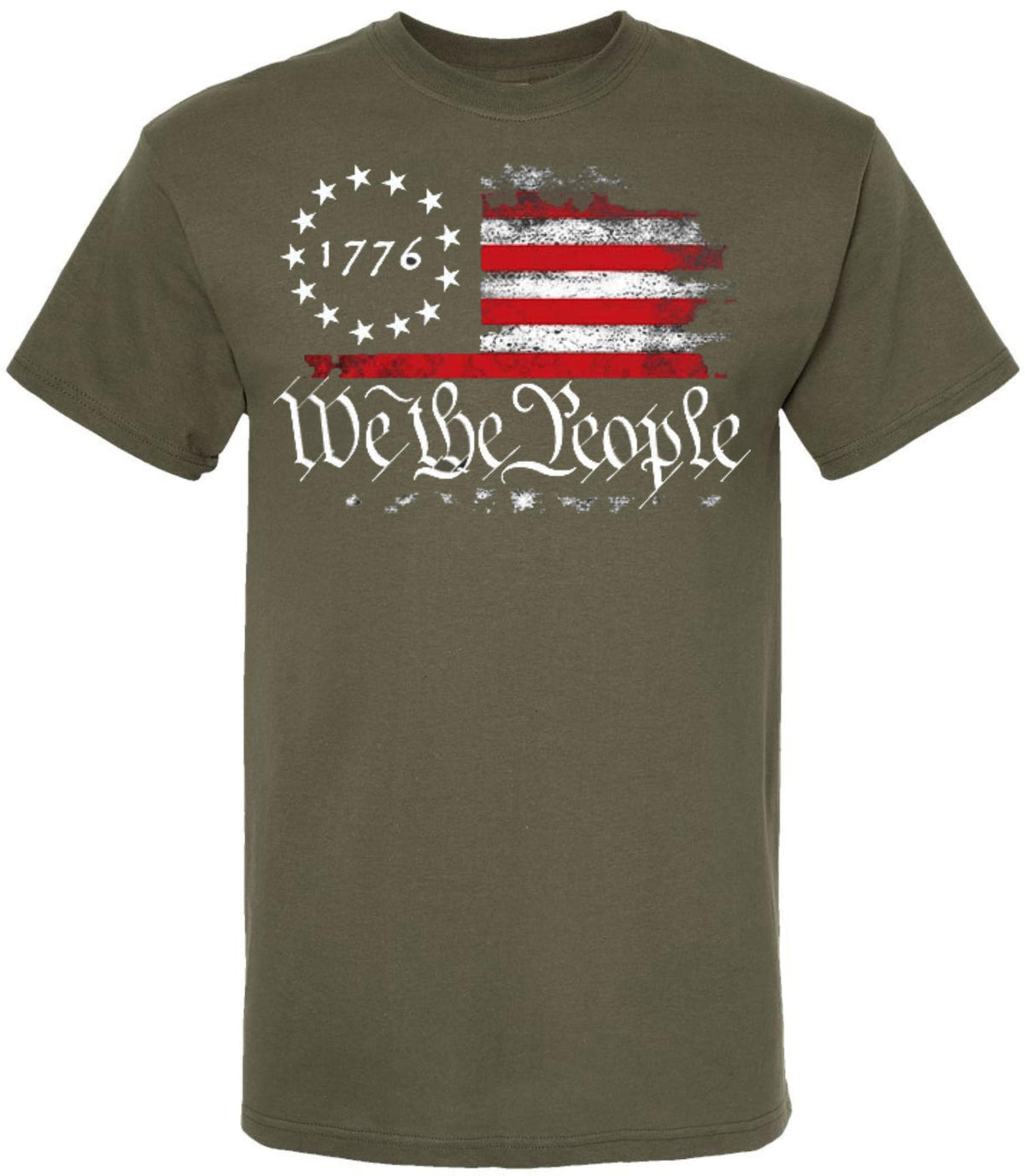 We the People 1776 Distressed US Flag T-Shirt | USA Independence Day Patriotic Short Sleeve Tee