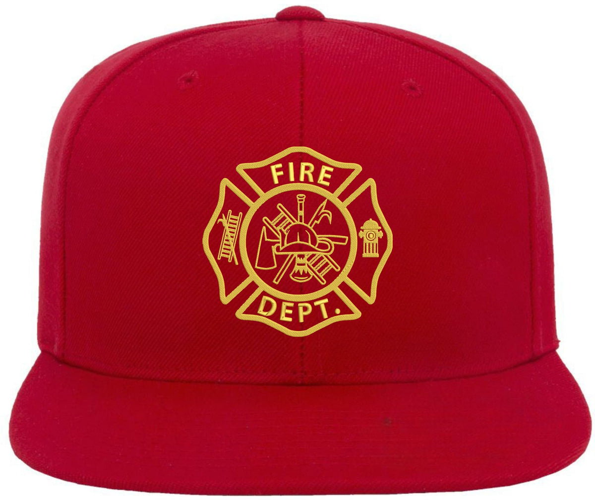 Fire Department Embroidered Baseball Cap | Maltase Cross Emblem Acrylic Wool Adjustable Unisex Hat