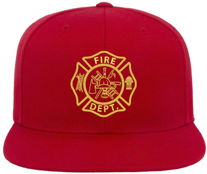 Fire Department Embroidered Baseball Cap | Maltase Cross Emblem Acrylic Wool Adjustable Unisex Hat