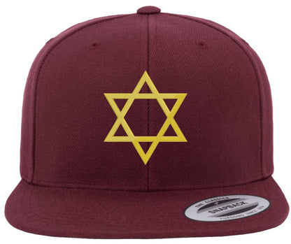 Jewish Star of David Embroidered Baseball Cap | Magen David Flat Bill Snapback Adjustable Unisex Religious Hat