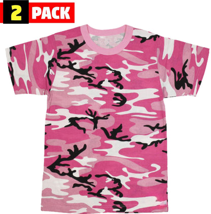 Kids Camouflage T-Shirts, 2 Pack - Youth Tactical Military Camo Tee, Soft & Comfortable Army Tees for Boys & Girls