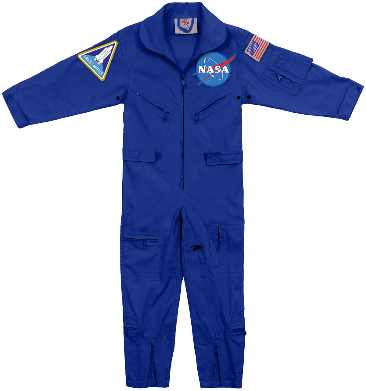 Royal Blue – NASA Flight Suit Coveralls with Official U.S. Space Patches (Kids)