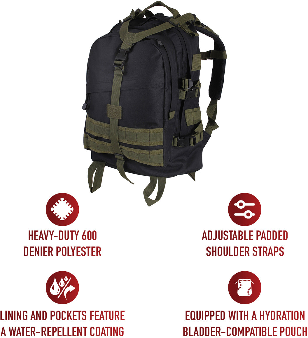 Black/Olive Drab - Military MOLLE Compatible Large Transport Pack