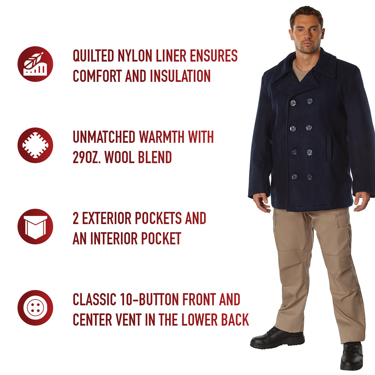 Navy Blue - US Navy Sailor Winter Pea Coat - Wool