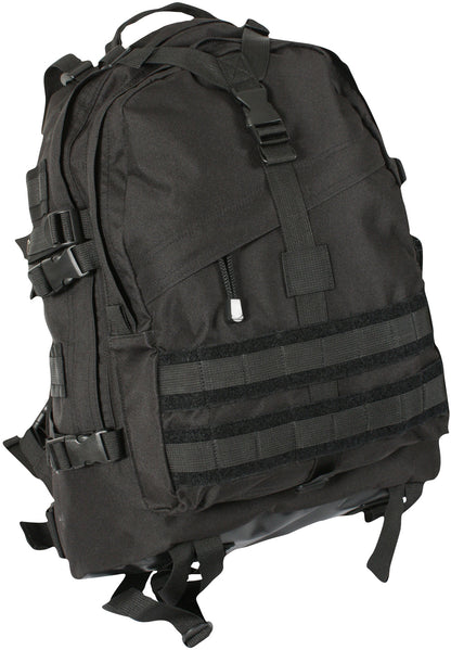 Black - MOLLE Tactical Large Transport Pack - Rugged Army Backpack