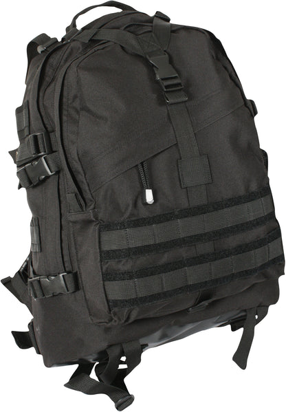 Black - MOLLE Tactical Large Transport Pack - Rugged Army Backpack