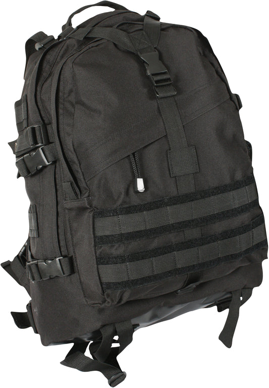 Black - MOLLE Tactical Large Transport Pack - Rugged Army Backpack
