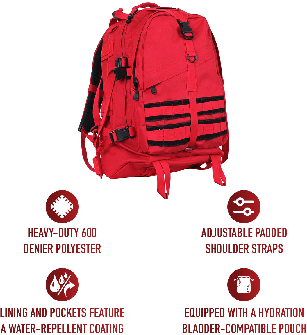 Red - MOLLE Large Transport Pack Tactical Backpack