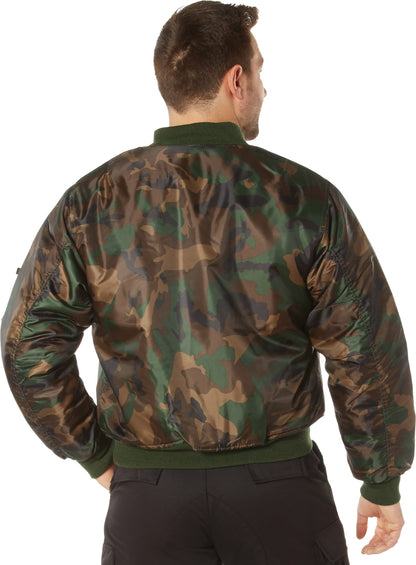Woodland Camo - Air Force MA-1 Flight Jacket Bomber US Military Style Reversible Coat