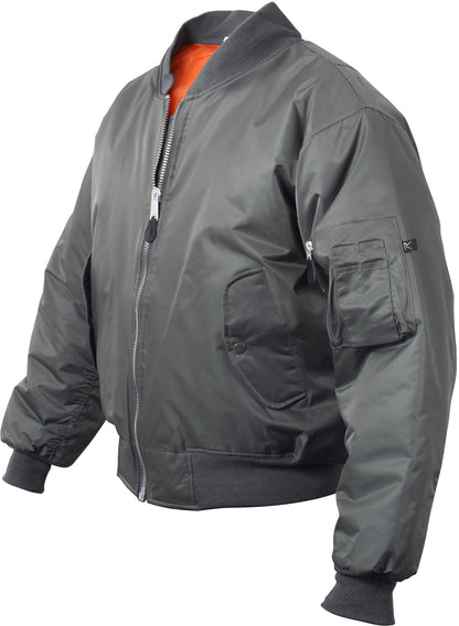 Gunmetal Grey - Air Force MA-1 Flight Jacket Bomber US Military Style Reversible Coat