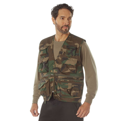 Woodland Camo - Fishing and Travel Vest 17 Pockets