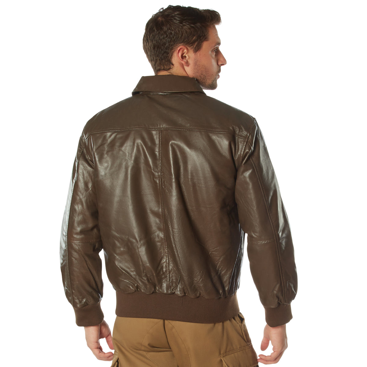 Brown - Leather Classic A-2 Vintage Military Bomber Flight Jacket