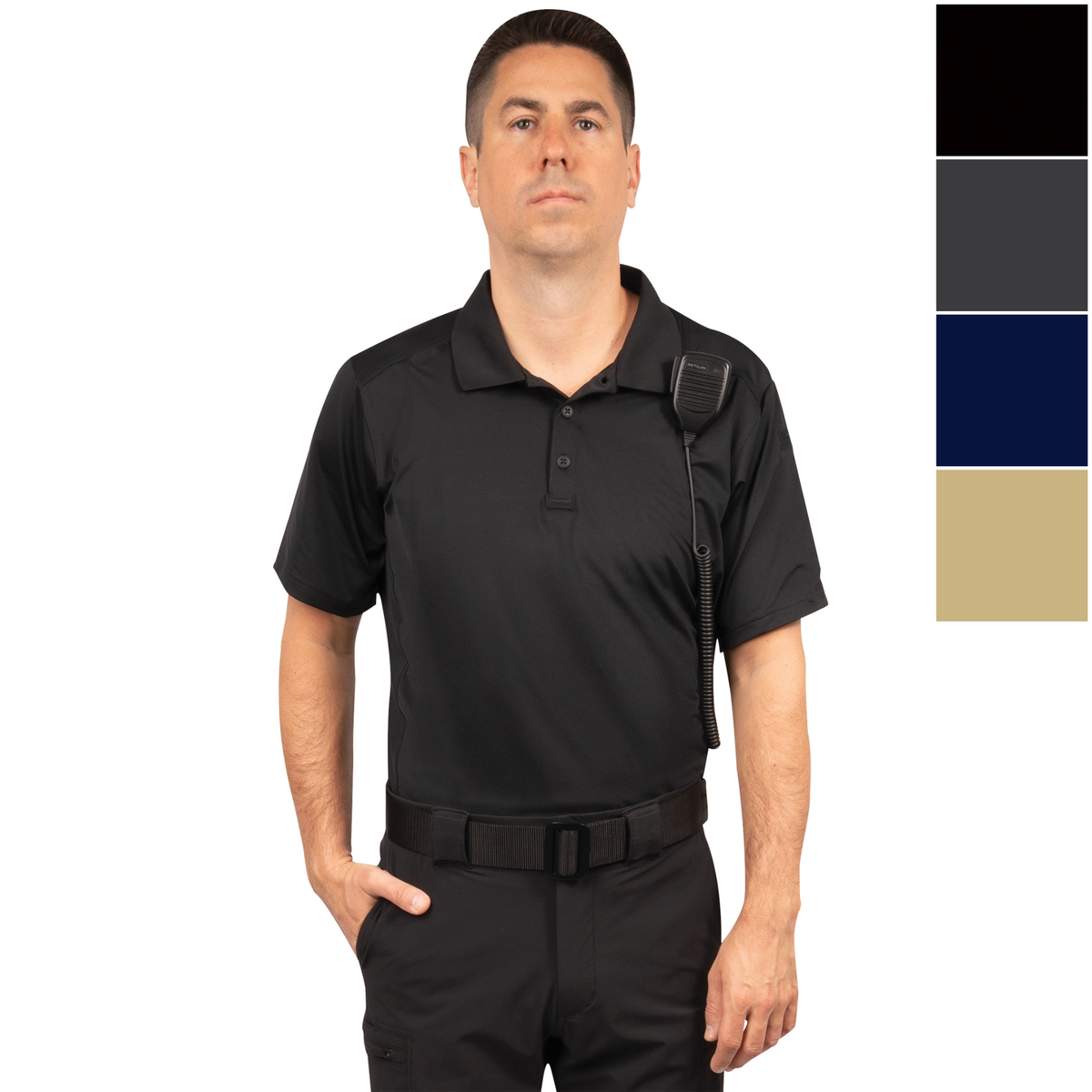 Mens Tactical Polo Shirt Short Sleeve Stretch Quick Dry Performance Uniform