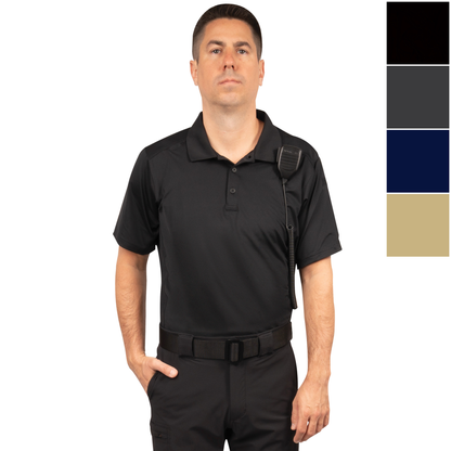 Mens Tactical Polo Shirt Short Sleeve Stretch Quick Dry Performance Uniform