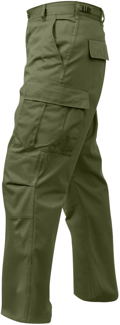 Olive Drab - Tactical BDU Pants Cargo Fatigues - Poly/Cotton Twill - Button Fly