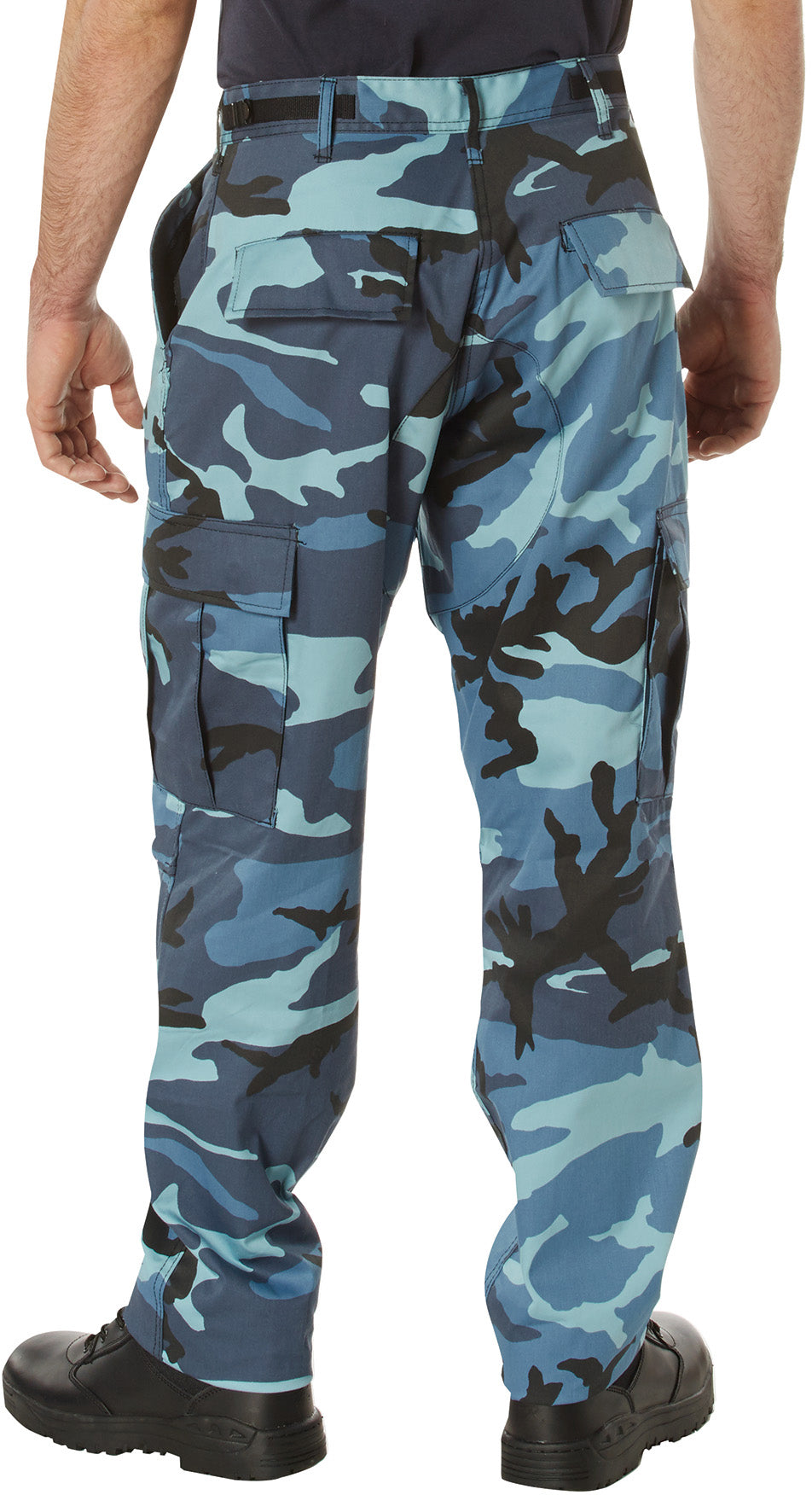 Sky Blue Camouflage - Tactical BDU Pants Cargo Fatigues - Poly/Cotton Twill - Button Fly