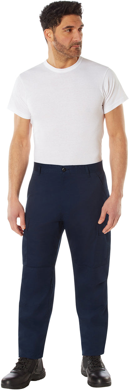 Navy Blue - Tactical BDU Pants Cargo Fatigues - Poly/Cotton Twill - Button Fly