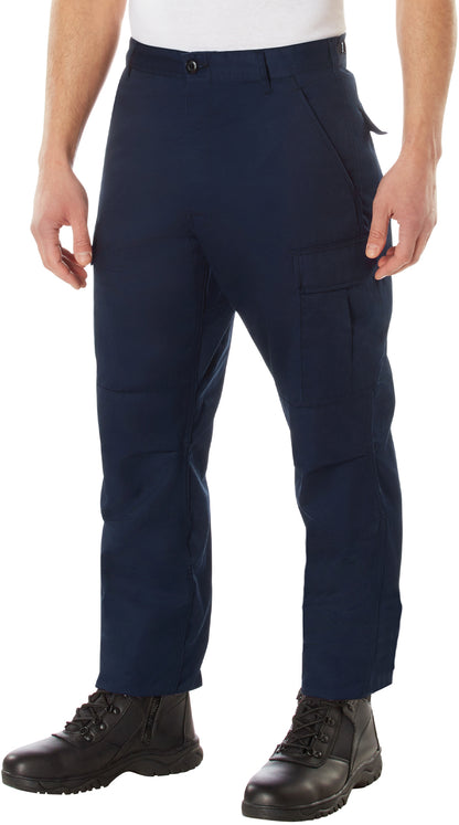 Navy Blue - Tactical BDU Pants Cargo Fatigues - Poly/Cotton Twill - Button Fly