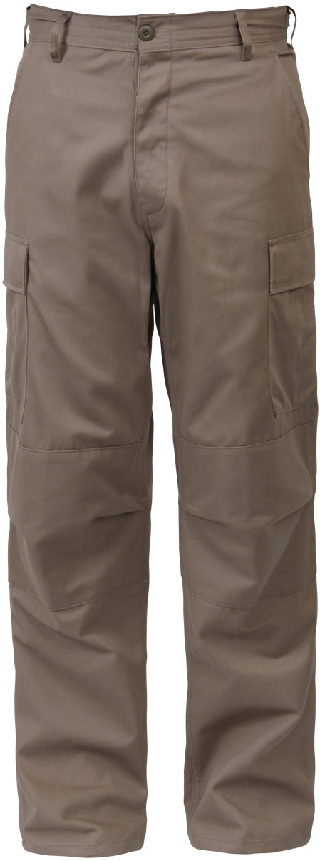 Khaki - Tactical BDU Pants Cargo Fatigues - Poly/Cotton Twill - Button Fly