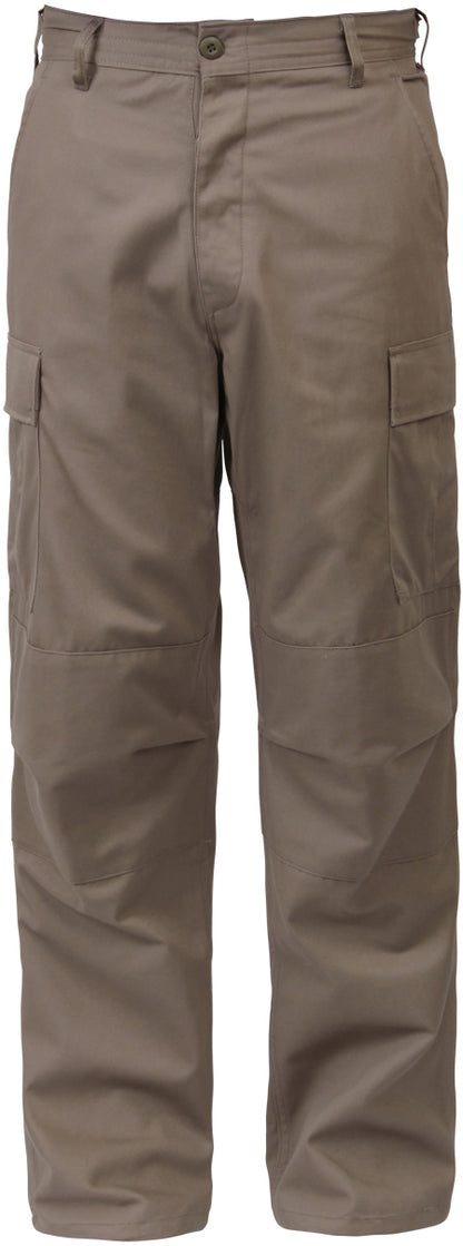 Khaki - Tactical BDU Pants Cargo Fatigues - Poly/Cotton Twill - Button Fly