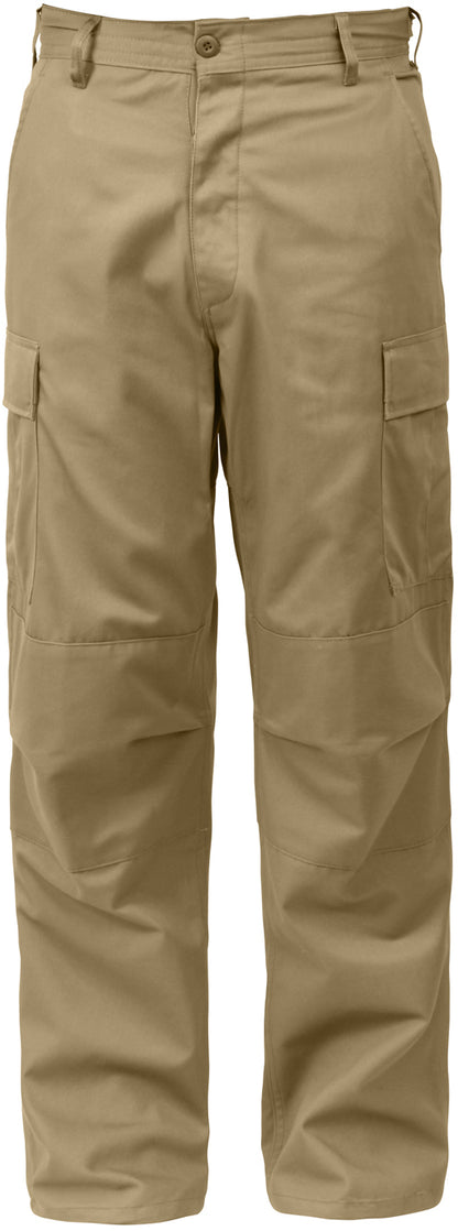 Khaki - Tactical BDU Pants Cargo Fatigues - Poly/Cotton Twill - Button Fly