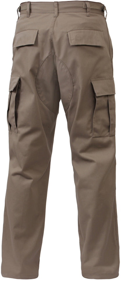 Khaki - Tactical BDU Pants Cargo Fatigues - Poly/Cotton Twill - Button Fly