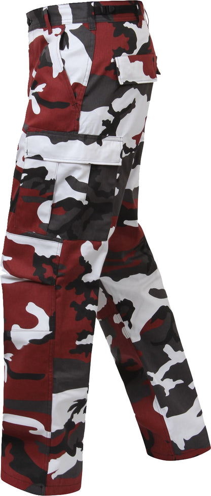 Red Camouflage - Tactical BDU Pants Cargo Fatigues - Poly/Cotton Twill - Button Fly