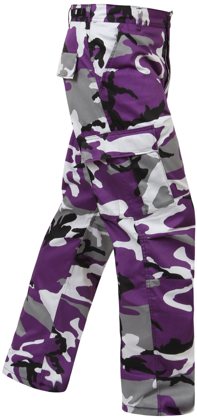 Ultra Violet Camouflage - Tactical BDU Pants Cargo Fatigues - Poly/Cotton Twill - Button Fly