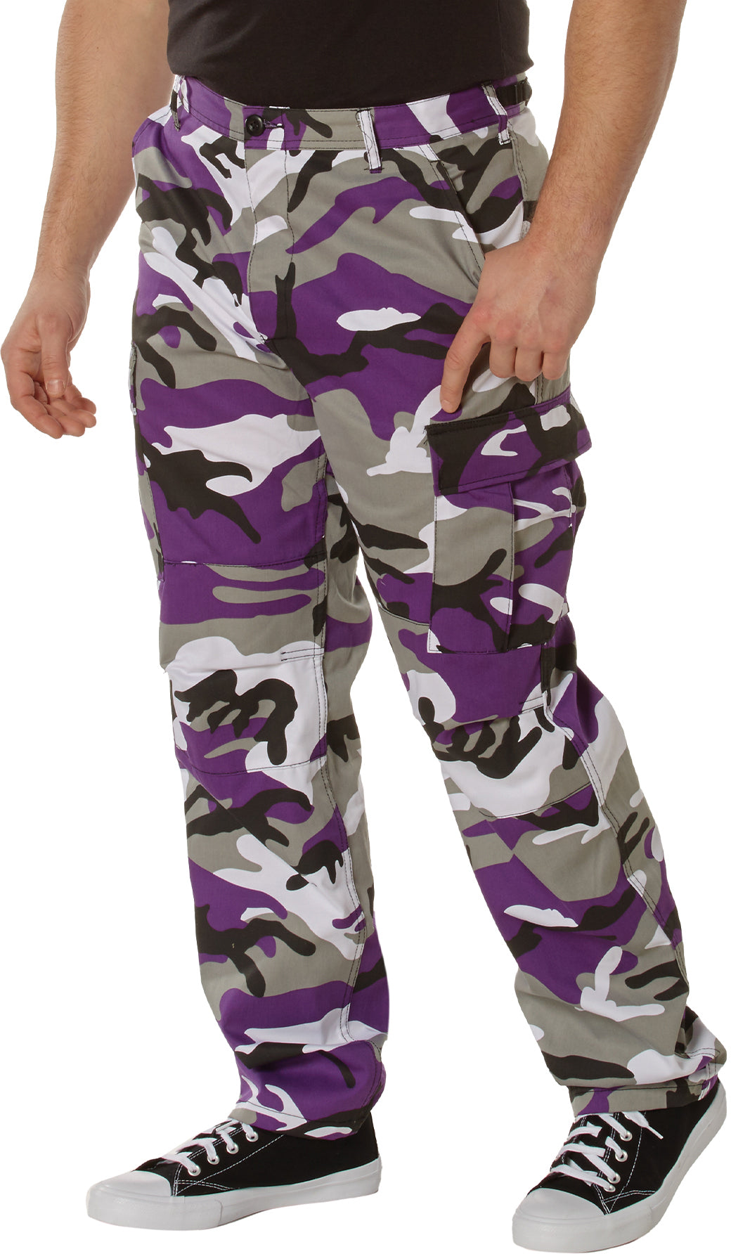 Ultra Violet Camouflage - Tactical BDU Pants Cargo Fatigues - Poly/Cotton Twill - Button Fly