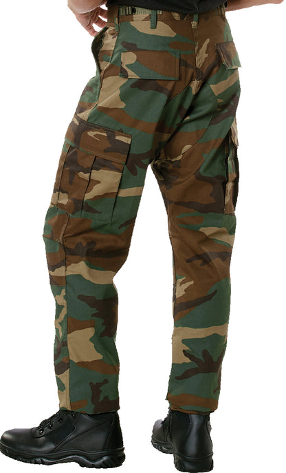 Woodland Camouflage - Tactical BDU Pants Cargo Fatigues - Poly/Cotton Twill - Button Fly