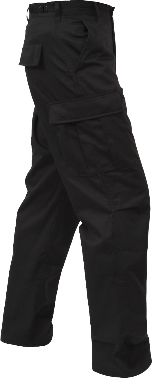 Black - Tactical BDU Pants Cargo Fatigues - Poly/Cotton Twill - Button Fly