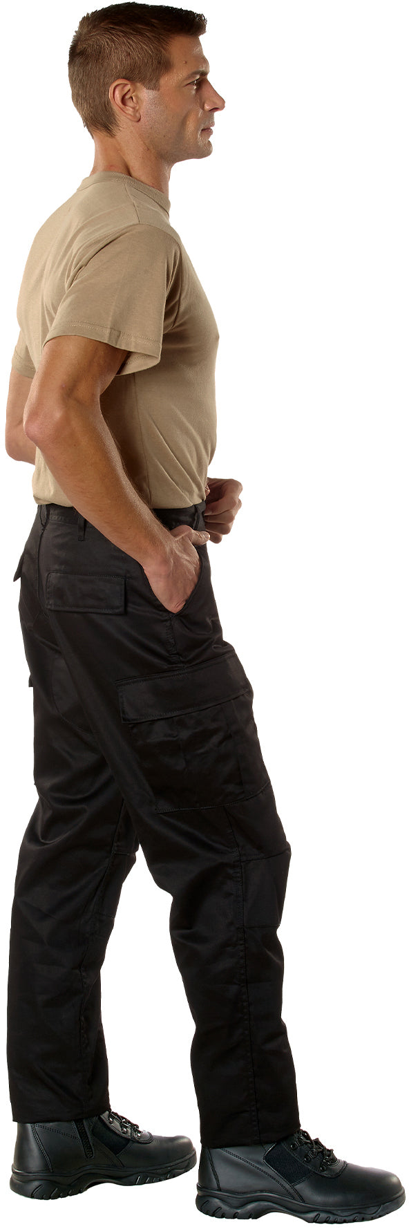 Black - Tactical BDU Pants Cargo Fatigues - Poly/Cotton Twill - Button Fly