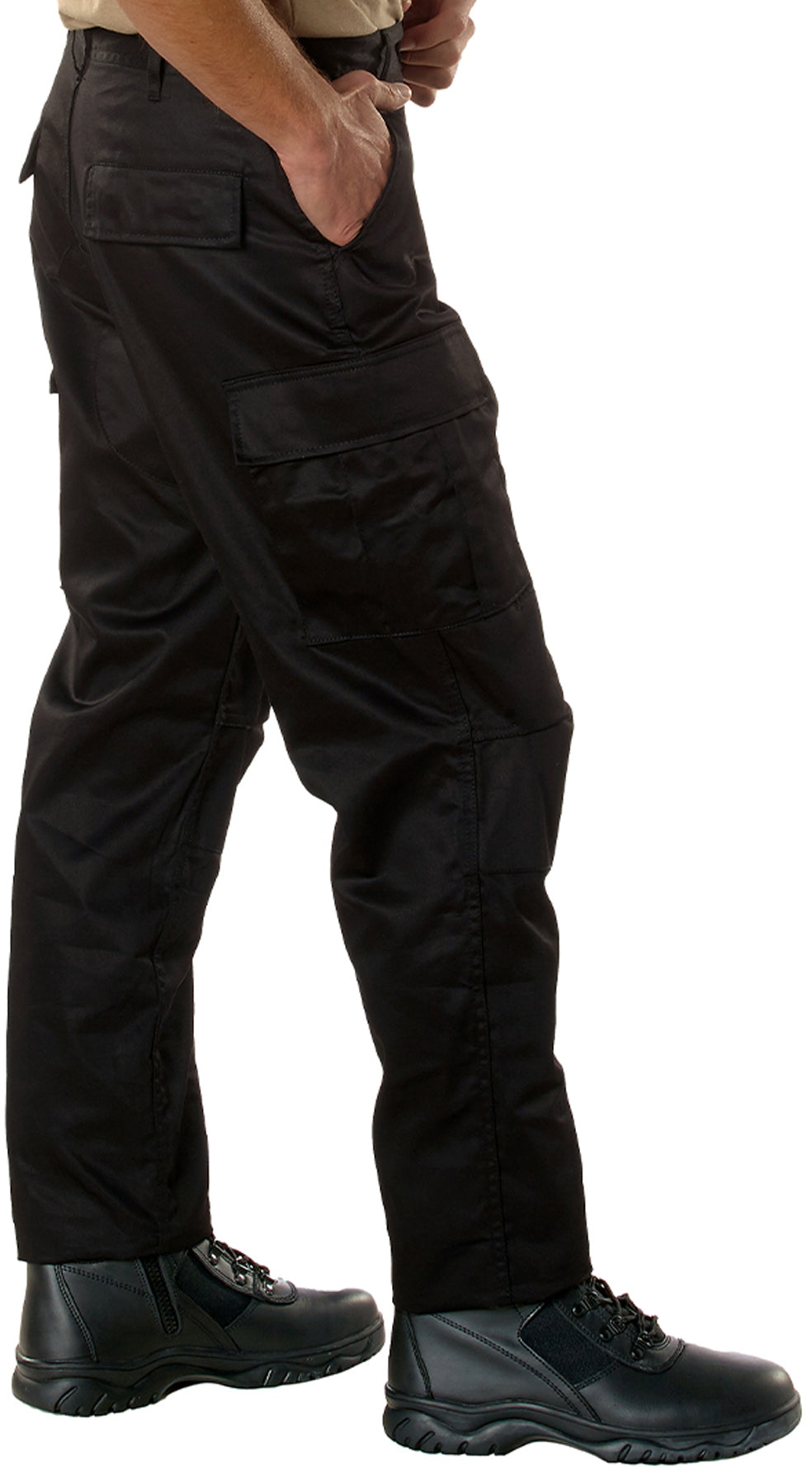 Black - Tactical BDU Pants Cargo Fatigues - Poly/Cotton Twill - Button Fly