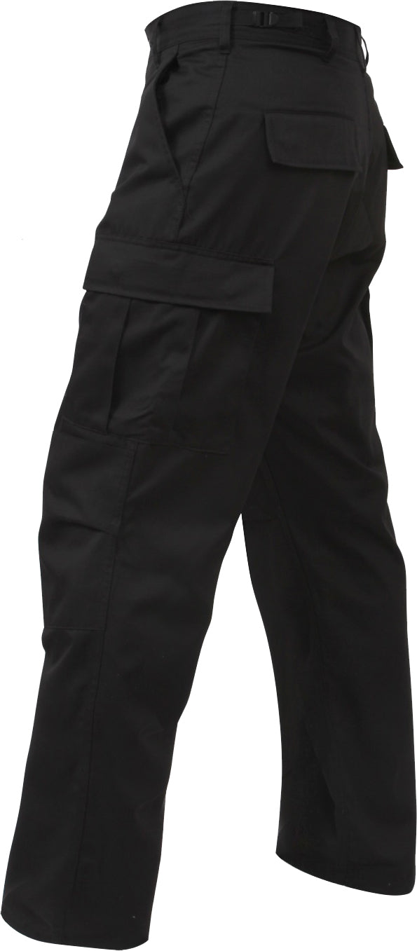Black - Tactical BDU Pants Cargo Fatigues - Poly/Cotton Twill - Button Fly