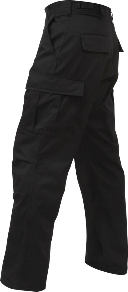 Black - Tactical BDU Pants Cargo Fatigues - Poly/Cotton Twill - Button Fly