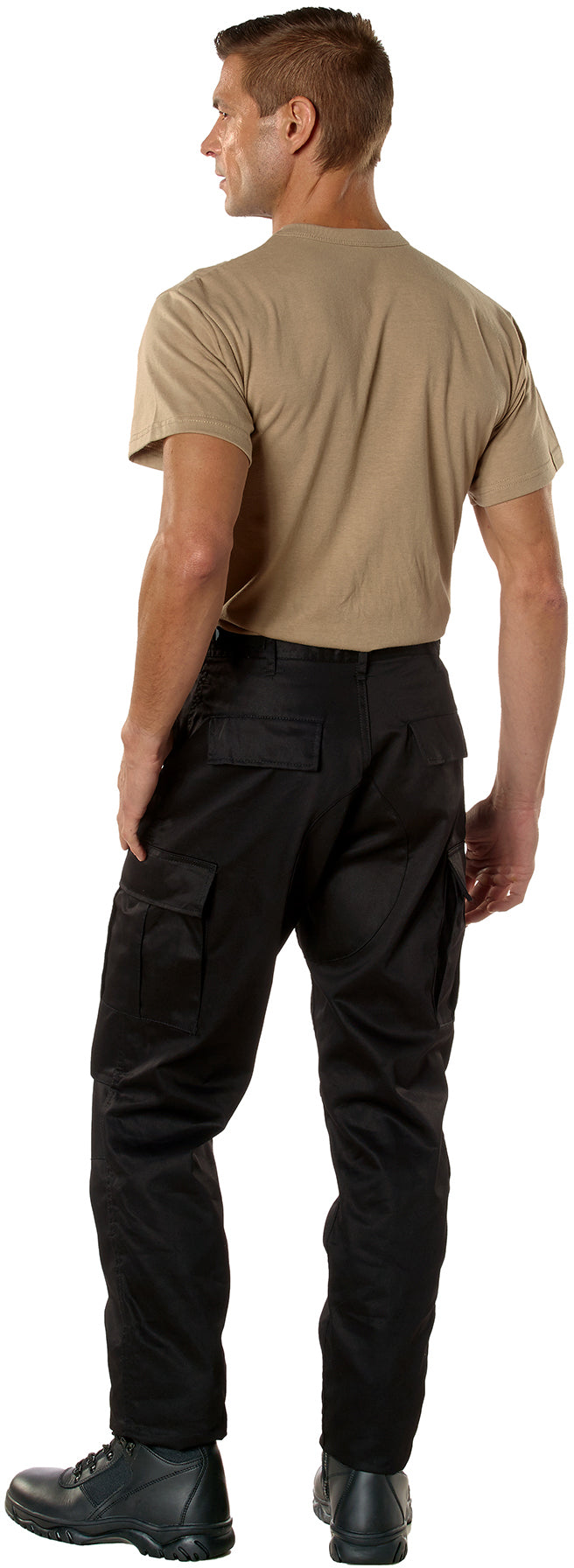Black - Tactical BDU Pants Cargo Fatigues - Poly/Cotton Twill - Button Fly