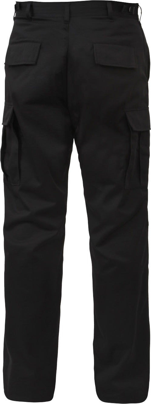 Black - Tactical BDU Pants Cargo Fatigues - Poly/Cotton Twill - Button Fly