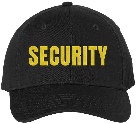 Security Embroidered Baseball Cap | Officer Guard Bouncer Large Text Adjustable Work Hat