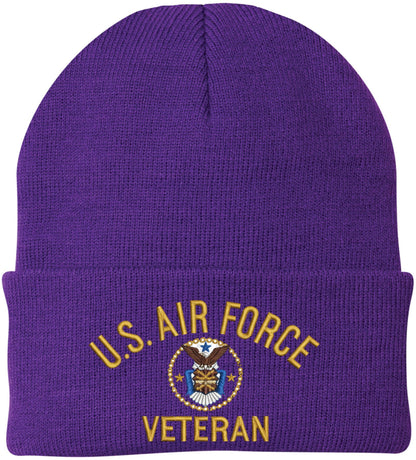 Air Force Veteran Embroidered Beanie | USAF Military Army Skull Cap Acrylic Vet Warm Winter Watch Hat