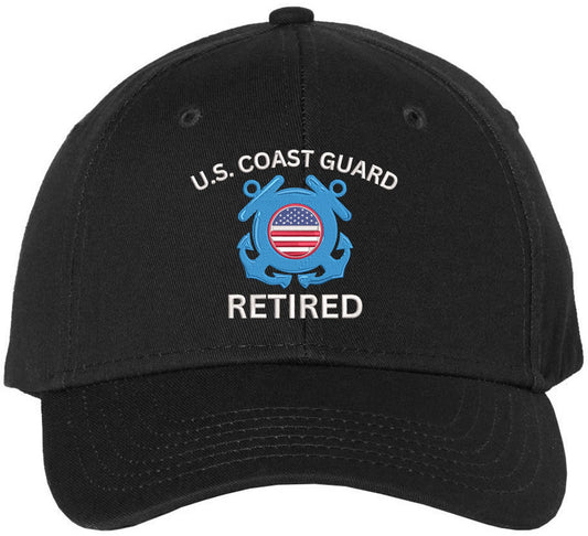 U.S. Coast Guard Retired Embroidered Baseball Cap | USA Veteran Military Nautical Service Dad Hat Unisex Gift