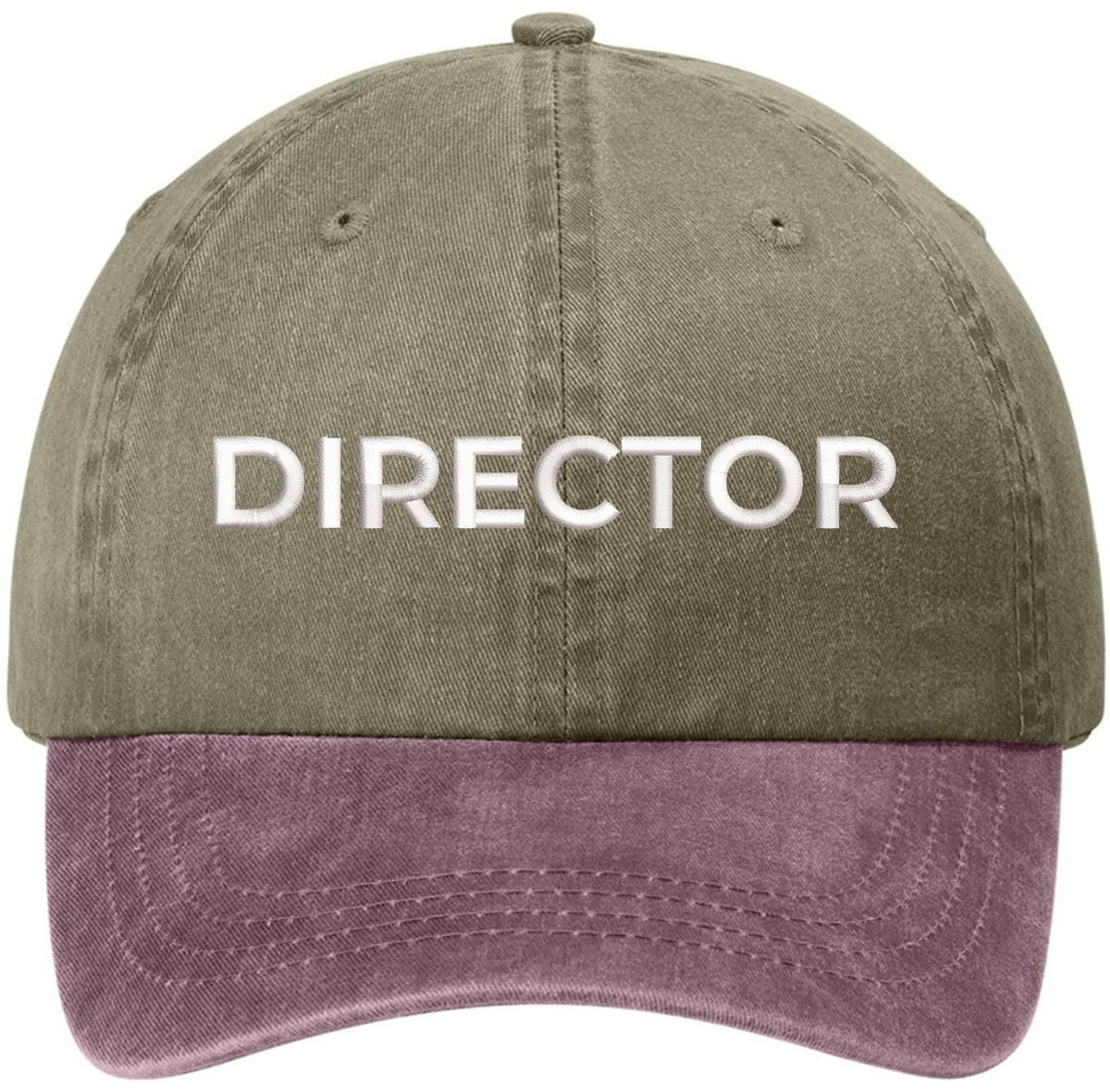Director Embroidered Baseball Cap | Two Tone 100% Cotton Military Style Adjustable Unisex Hat