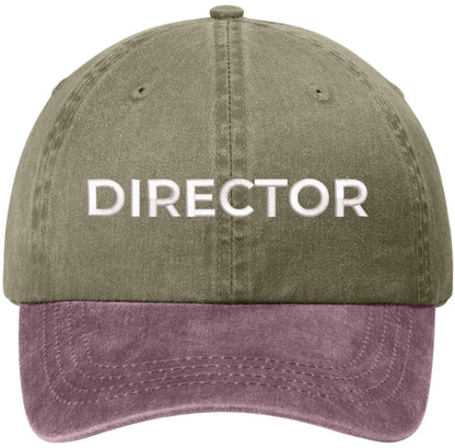 Director Embroidered Baseball Cap | Two Tone 100% Cotton Military Style Adjustable Unisex Hat